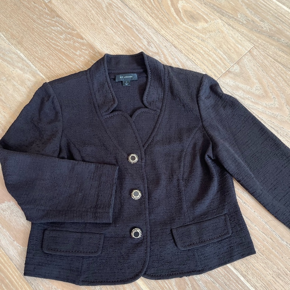 St. John Black Textured Blazer